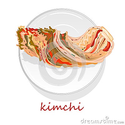 Kimchi, traditional korean food. Illustration on white isolated Vector Illustration