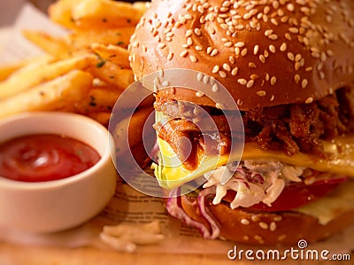 Kimji pull pork burger Stock Photo