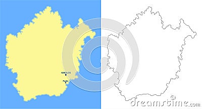 Kimolos island map - cdr format Vector Illustration