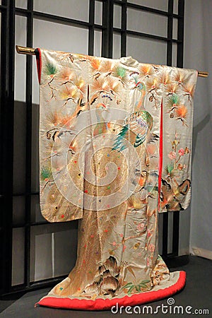Kimono with peacocks Stock Photo