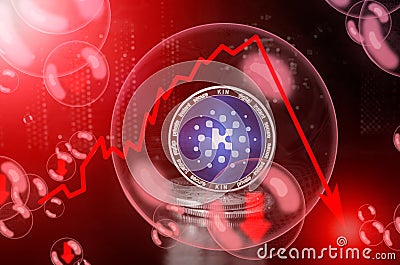 Kin KIN cryptocurrency coin in a soap bubble. Editorial Stock Photo