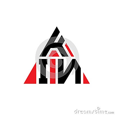 KIN triangle letter logo design with triangle shape. KIN triangle logo design monogram. KIN triangle vector logo template with red Vector Illustration