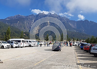 Kinabalu mountain with beautiful view green landscape and blue sky main tourist attraction Editorial Stock Photo