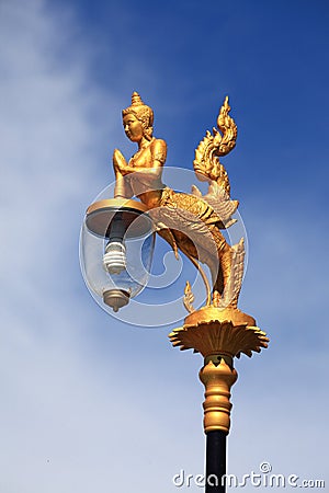 Kinaree is the animal in Thai myth. Street light in most importa Stock Photo