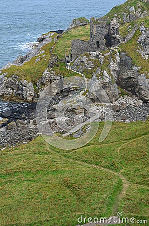 Kinbane Castle Ruins Stock Photo