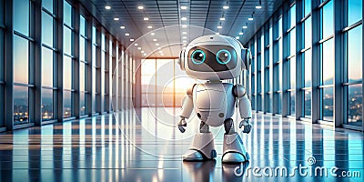 A Kind Android Explorer Exploring Architectural Wonders with Compassionate Robotics in a Stunning Architectural Setting Stock Photo