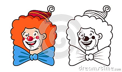 The kind clown smiles. color and black and white version. Vector Illustration