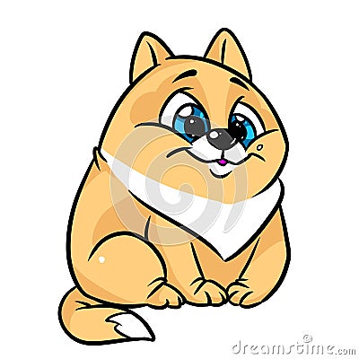 Kind cute cat sitting cartoon illustration Cartoon Illustration