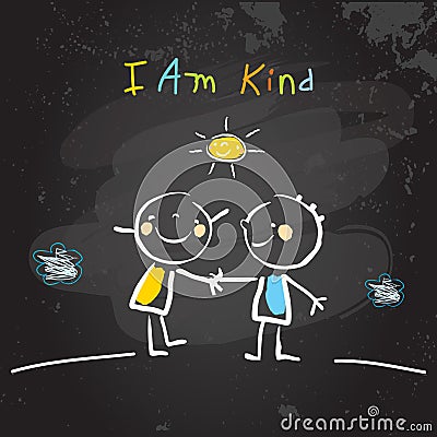 Kind, loving children helping each other Vector Illustration