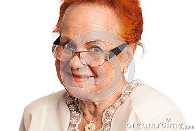 Kind old lady smiling Stock Photo