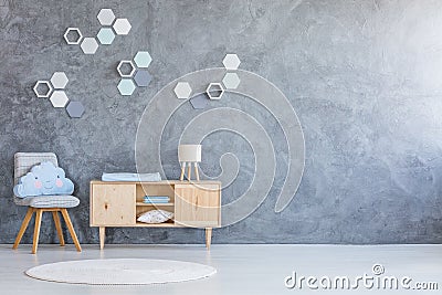 Kind room with hexagon decoration Stock Photo