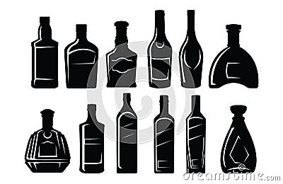 Kind of silhouette liquor bottle set 1 of 3 Vector Illustration