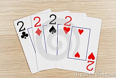 4 of a kind twos 2 - casino playing poker cards Stock Photo