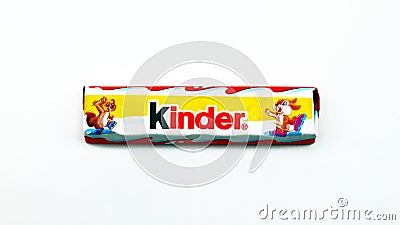 Kinder Chocolate bar. Kinder is a brand of products made in Italy by Ferrero Editorial Stock Photo