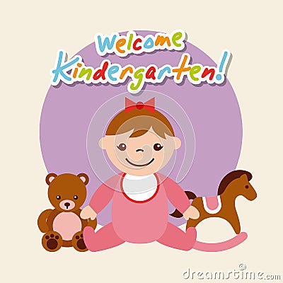 Kinder garten cartoon Vector Illustration