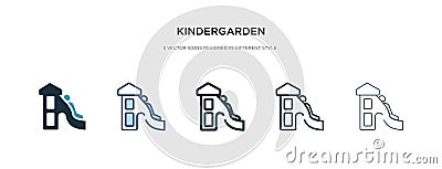 Kindergarden icon in different style vector illustration. two colored and black kindergarden vector icons designed in filled, Vector Illustration