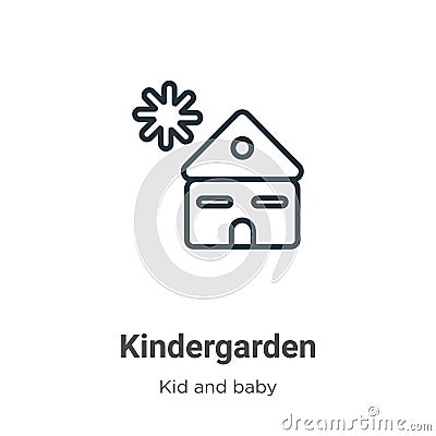 Kindergarden outline vector icon. Thin line black kindergarden icon, flat vector simple element illustration from editable kid and Vector Illustration