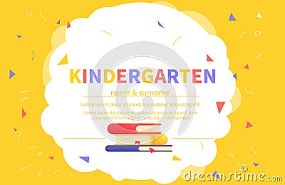 Kindergarten certificate templates for student. Kids design diploma Learning and Education. Vector cartoon Vector Illustration