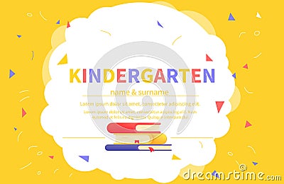 Kindergarten certificate templates for student. Vector Illustration