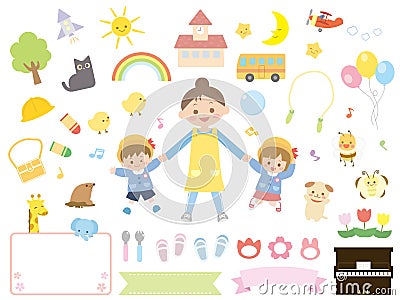 Kindergarten children Vector Illustration