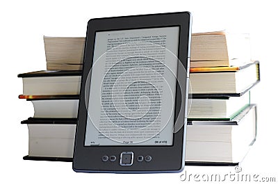 Kindle 4 with books Editorial Stock Photo