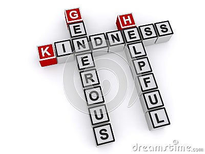 Kindness generous helpful word block Stock Photo