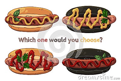 Kinds of hotdogs Vector Illustration
