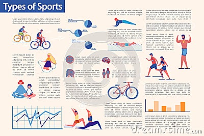 Kinds of Sport and Workouts Types Infographic Set. Vector Illustration