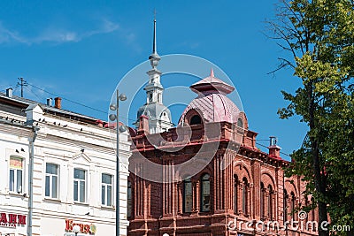 Kineshma, Russia, July 5, 2023. Old houses in the city center. Editorial Stock Photo