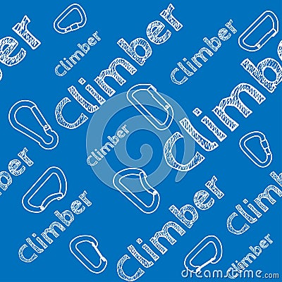 Kinesio tape horizontal seamless pattern or background. Climber chalky carabiner, sport textile vector Vector Illustration