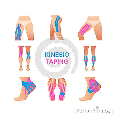 Kinesio taping vector illustrations Vector Illustration