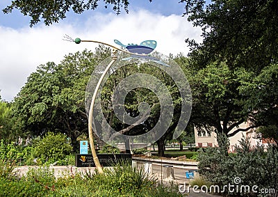 Kinetic Butterfly sculpture outside the Butterfly House in Fair Park in Dallas, Texas. Editorial Stock Photo