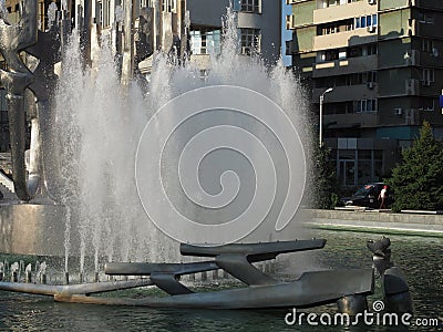 Kinetic fountain, Drobeta Turnu Severin Editorial Stock Photo