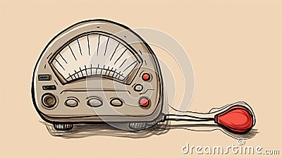 Kinetic Lines And Curves: A Surprisingly Absurd Doodle Of A Radio With A Red Heart Cartoon Illustration