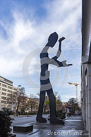 The kinetic sculpture of Hammering Man by Jonathan Borofsky. Editorial Stock Photo