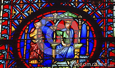 King Advisor Stained Glass Sainte Chapelle Paris France Stock Photo