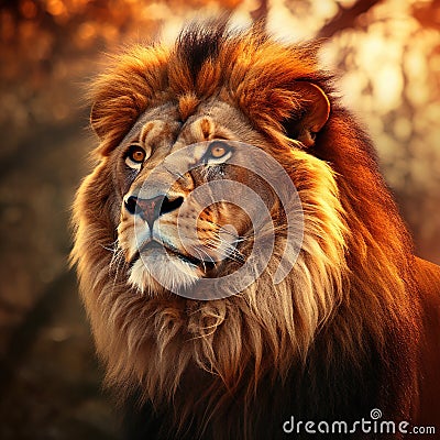 Ai Generated illustration Wildlife Concept of Of A King African Lion Cartoon Illustration