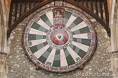 King Arthur's round table on temple wall in Winchester UK Stock Photo