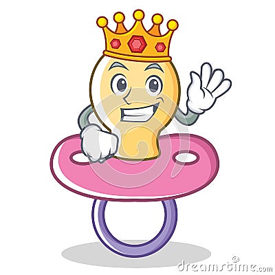 King baby pacifier character cartoon Vector Illustration