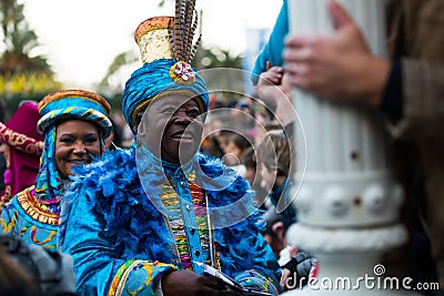 King Baltasar takes letters Editorial Stock Photo