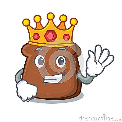 King brown bread mascot cartoon Vector Illustration