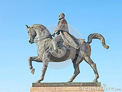 King Carol I statue in Bucharest, Romania Stock Photo