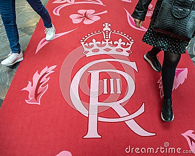 King Charles III Cypher at the Burlington Arcade, London Editorial Stock Photo