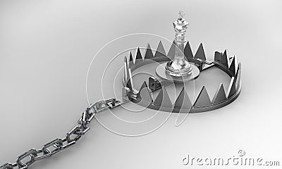 King chess piece in trap Cartoon Illustration