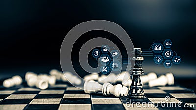 King chess pieces on falling chess concepts of leadership or wining challenge battle fighting of business team player and risk Stock Photo