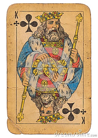 King of Clubs old grunge soviet style playing card Stock Photo