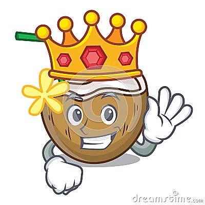 King cocktail coconut mascot cartoon Vector Illustration