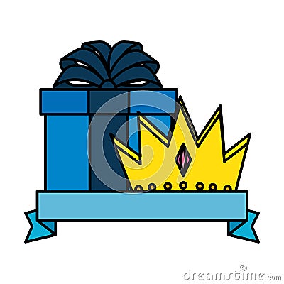 King crown with giftbox Vector Illustration