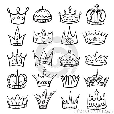 King crown sketch icon, monarch and royalty emblem Vector Illustration