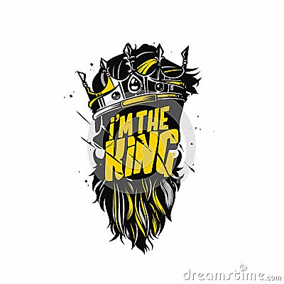 King beard and crown vector illustration. Vector Illustration